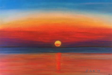Abstract Ocean Sunset Painting Ryan Marrero