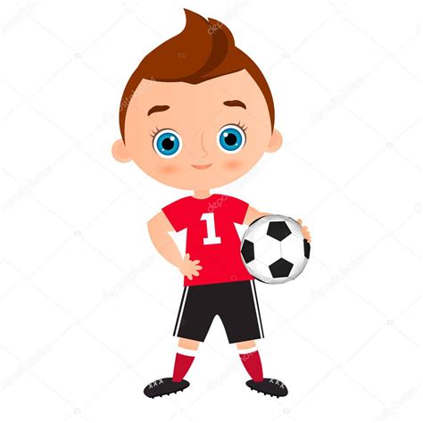 Young Boy Kid Playing Football Vector Illustration Eps