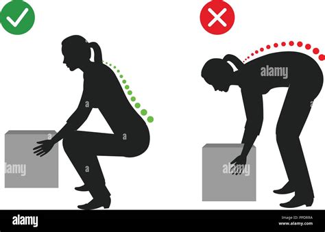 Correct Posture To Lift A Heavy Object Women Lifting Object Stock Vector Image Art Alamy