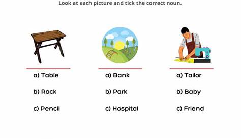 Identify Noun Worksheets for Grade 1 - Kidpid
