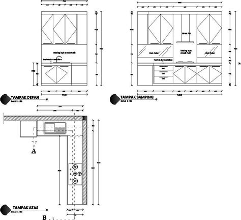 Autocad Drawing Of Kitchen Layout With Elevations Cadbull
