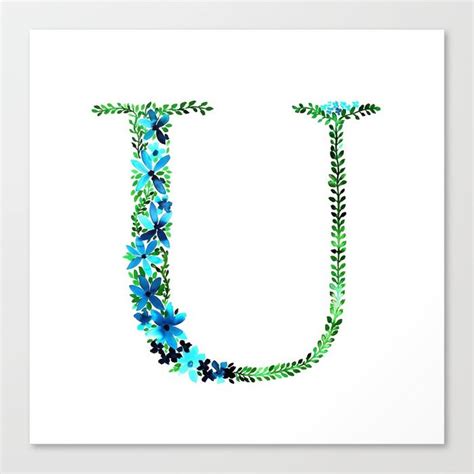 Floral Monogram Letter U Canvas Print Floral Monogram Letter Letter U