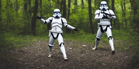 Photo Of A Clone Trooper Dancing In The Wilderness Stable Diffusion