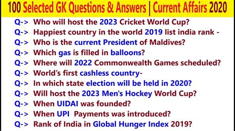 100 Selected Gk Questions And Answers For India Exams
