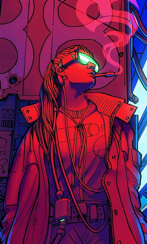 1080p Free Download Cyberpunk Smoking Girl Iphone Background And