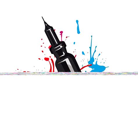 Ink Clipart Black Ink Ink Pens On Colorful Splatters Cartoon Vector