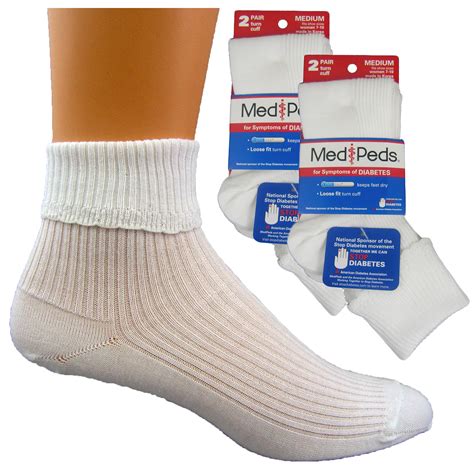 Medipeds Womens Diabetic Turn Cuff Socks 4 Pr