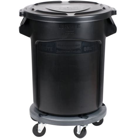 Rubbermaid Brute Gallon Black Executive Round Trash Can With Lid And
