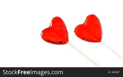Two Heart Shaped Lollipops For Valentine Free Stock Images And Photos