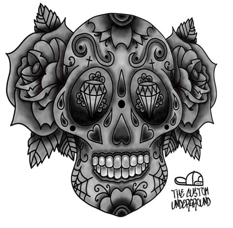 Traditional Sugar Skull A5 Old School Day Of The Dead Tattoo Flash