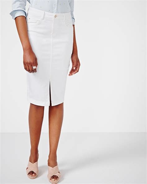 White Denim Pencil Skirt Rwandco