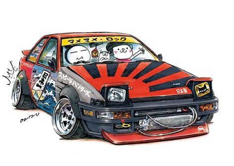 Car Illustration“crazy Car Art”jdm Japanese Old School ”ae86”original