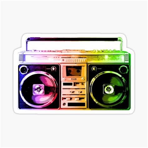 Rainbow Boombox Sticker By Robotface Redbubble