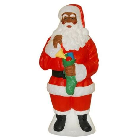 African American Santa Claus Light Up Yard Christmas Decoration Plastic