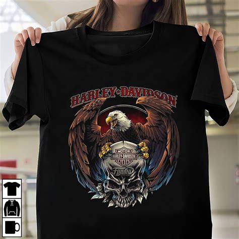 Harley Davidson Motorcycle Eagle And Skull T Shirt Harley Etsy