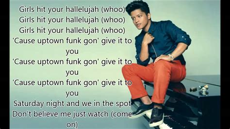 Bruno Mars Uptown Funk Lyrics Youtube