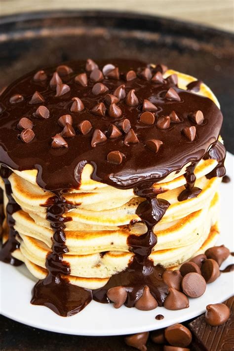 Chocolate Chip Pancakes With Chocolate Syrup Cakewhiz