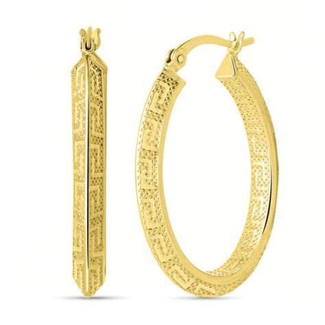 Greek Key Hoop Earrings In 14k Gold Plated Sterling Silver 3561640 Tjc