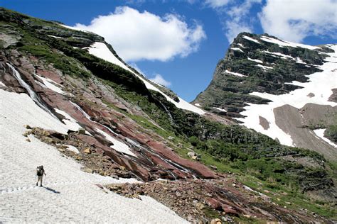 Gunsight Pass Cross Continental Divide On Glacier Trail