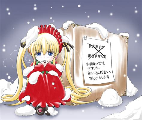 Safebooru 00s 1girl For Adoption Imai Kazunari Rozen Maiden Shinku Snow Snowing Solo