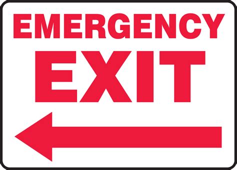Emergency Exit Left Arrow Safety Sign Mext570