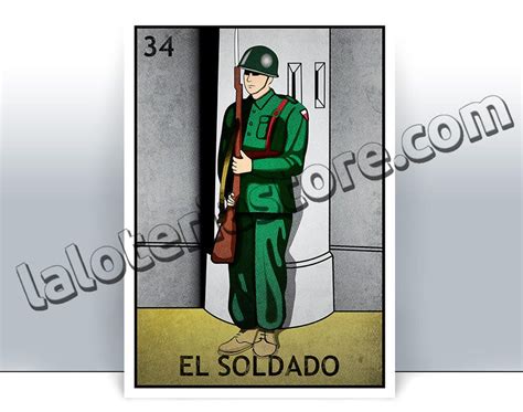 el soldado loteria the soldier mexican bingo art print poster many sizes etsy