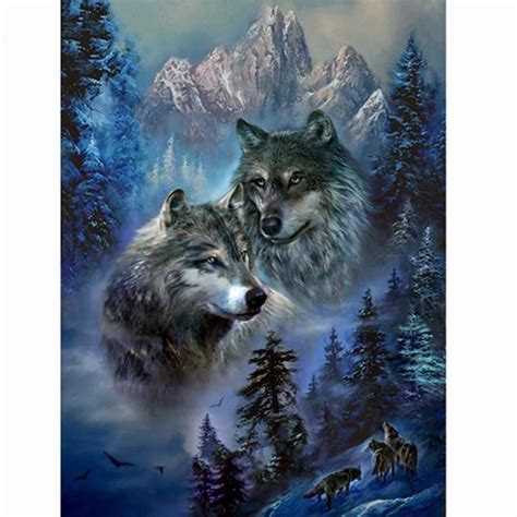 Diy Diamond Painting Wolf Lovers Wolf Spirit Animal Wolf Artwork