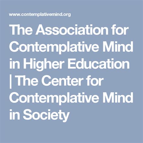The Association For Contemplative Mind In Higher Education The Center