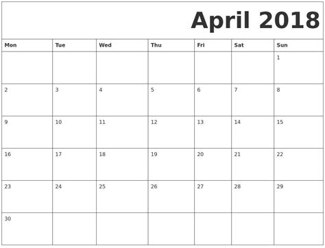 Monthly Calendar Starting On Monday Example Calendar Printable