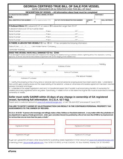 free georgia boat bill of sale form pdf eforms