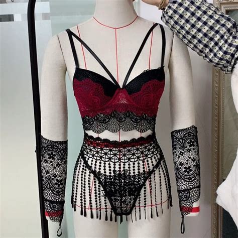 Designer Hot Women Erotic Sex Black Padded Lace Trim Stitching Waist