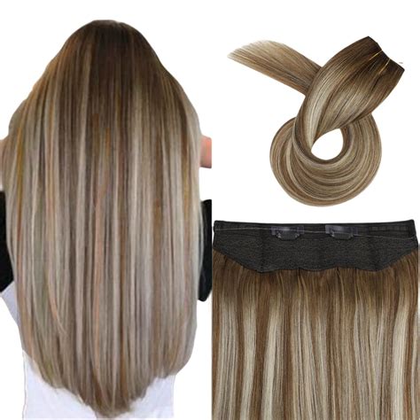 Invisible Halo Human Hair Extensions Highlights Secret Wire Real Human Hair — Sunnyhair