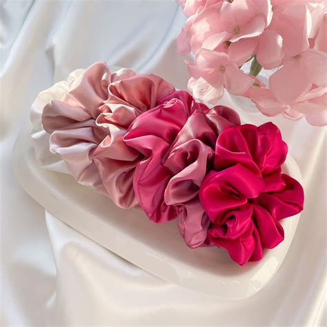 pink shades silk scrunchie set rose silk scrunchy pack etsy canada