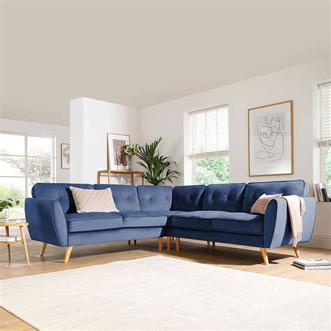 Harlow Blue Velvet Corner Sofa Furniture And Choice