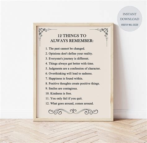 12 Things To Always Remember Printable Inspirational Wall Art
