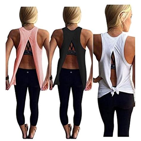Women S Open Back Yoga Tank Sleeveless Off Shoulder Workout T Shirt