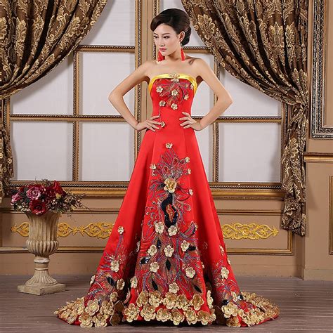 Luxury Yellow Flower Embroidery Evening Gowns Pregnant Women Cheongsam