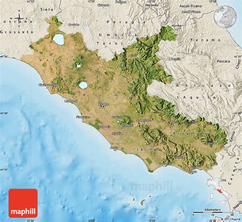 Satellite Map Of Lazio Shaded Relief Outside