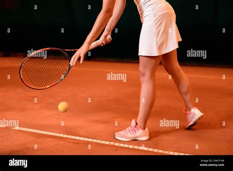 Legs Of Female Tennis Player On Tennis Court Stock Photo Alamy