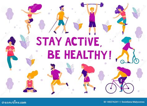 Healthy Lifestyle Different Physical Activities Stock Illustration