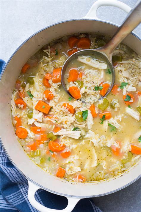 Turn heat up to high then add chicken broth and bring to a boil. Chicken and Rice Soup