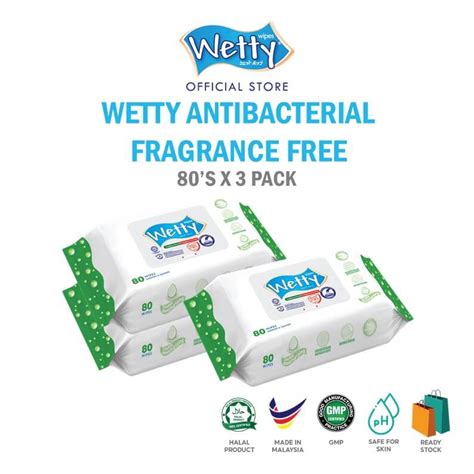 Wetty Antibacterial Fragrance Free Wet Wipes S X Bags