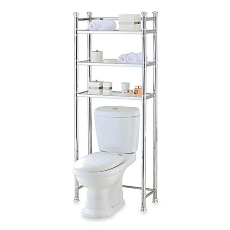 Yaheetech over the toilet cabinet, double door bathroom storage organizer, toilet rack with inner adjustable shelf and open storage shelf, white. No Tools Space Saver in Chrome/Glass - Bed Bath & Beyond