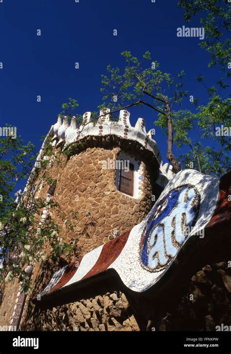 Park Guell Barcelona Entrance Gate And Mosaic By Antoni Gaudi I Cornet