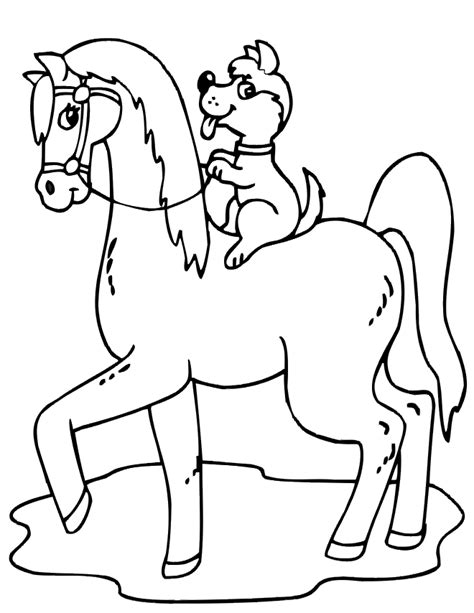 Horse Coloring Page Dog Riding Horse