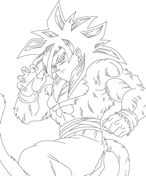 Goku Super Sayayin Fase 4 Para Colorear Goku A Lapiz Dibujo De Goku