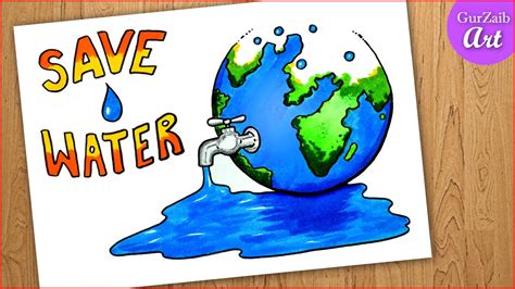 Save Water Earth Day Drawing Save Water Poster Drawing Save Water