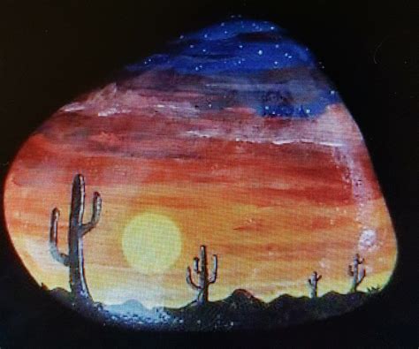 Beautiful Painted Rock Sunset Desert Landscape Painted Rock Rock