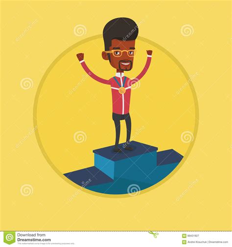 It might be a funny scene, movie quote, animation, meme or a mashup of multiple. Sportsman Celebrating On The Winners Podium. Stock Vector ...