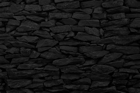 Black Stone Wall Background Rock Texture In Natural Pattern With High